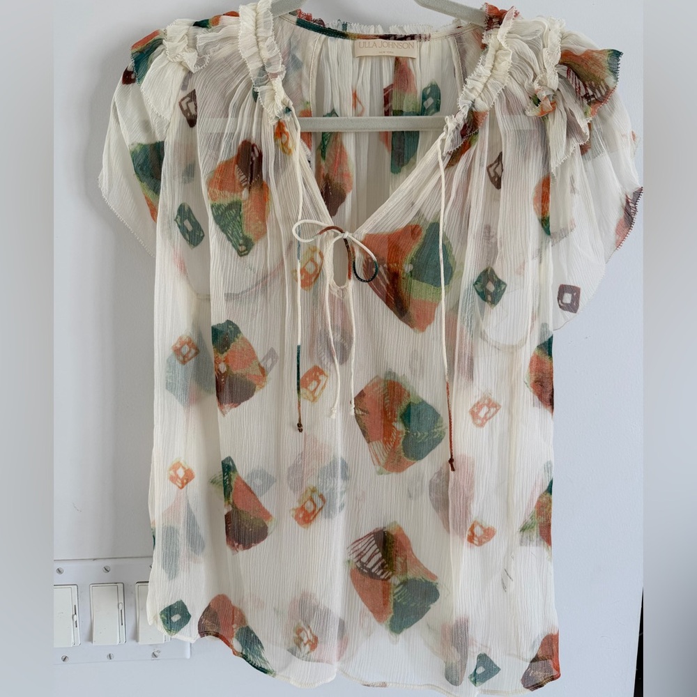 NWOT Ulla Johnson Sheer White silk Blouse
